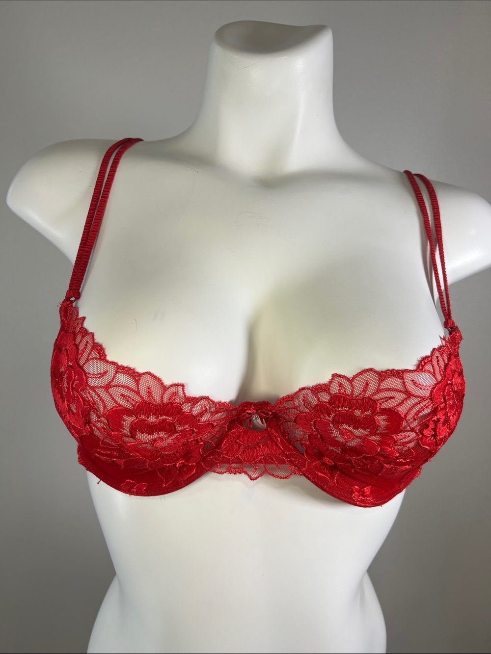 Victoria's Secret Red Angels Floral Lace Underwire Balconet Bra 34C